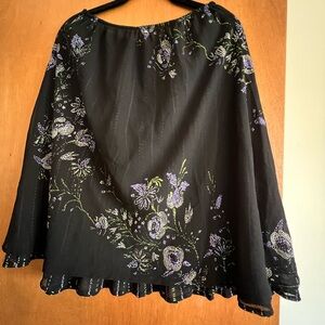 Pre-loved black Women's crepe skirt size 14 reversible Floral to geometric Print